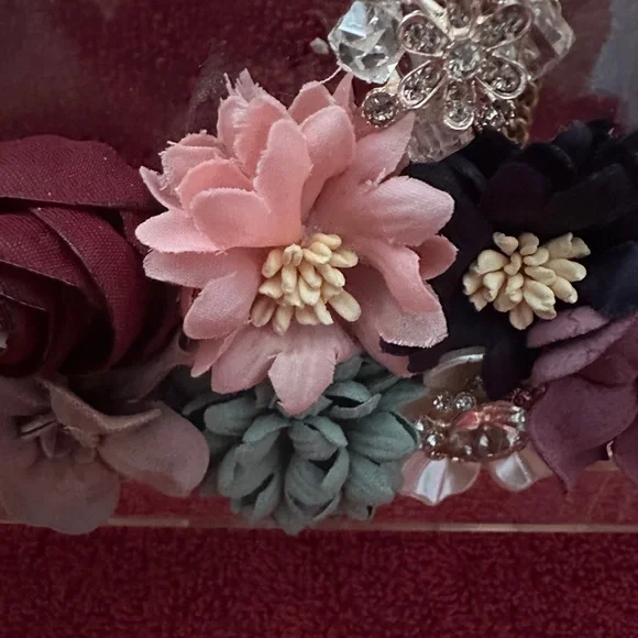 Floral & acrylic evening shoulder bag/clutch - Picture 10 of 10